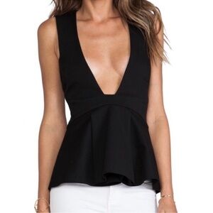 Bec & Bridge Cairo Black Plunge Peplum Top USA: 6